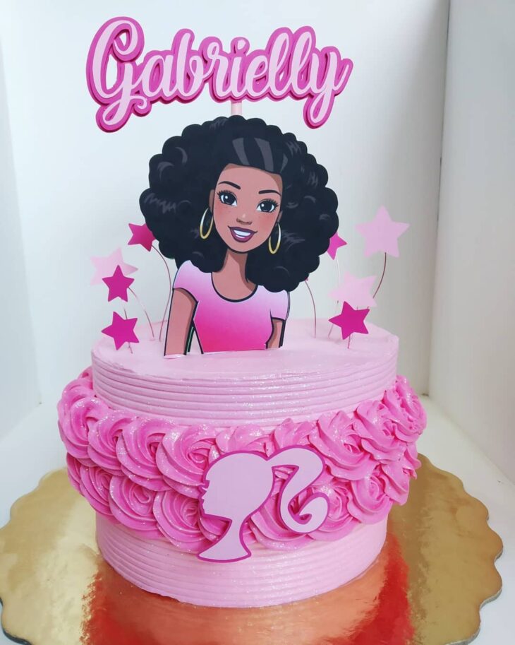 Topo Topper De Bolo Personalizado Barbie Morena