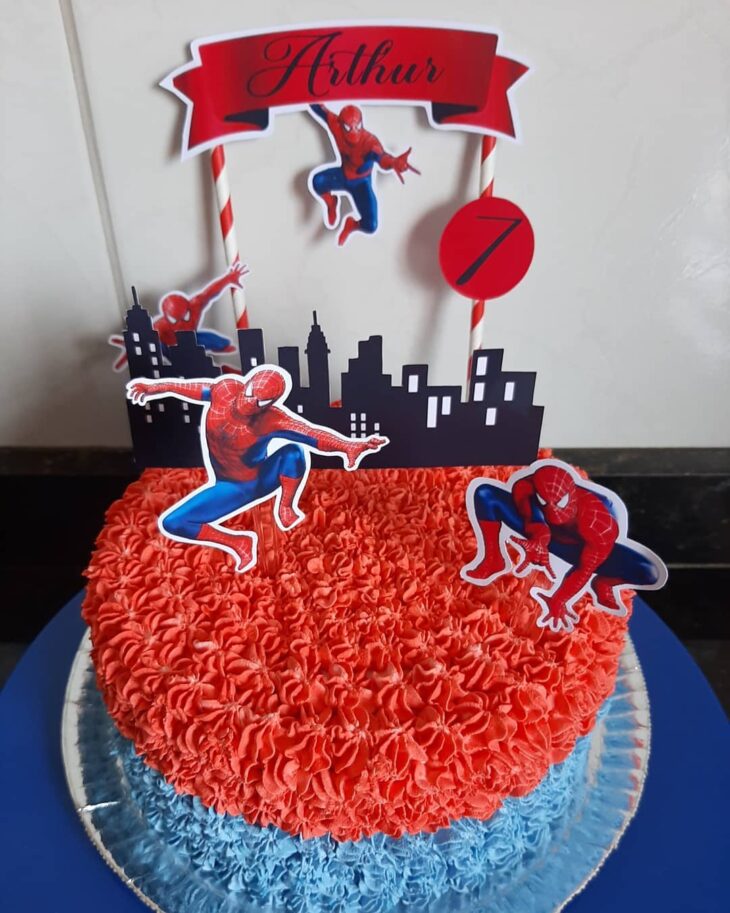 bolo para festa tema homem aranha - 100salgados - salgados para festas