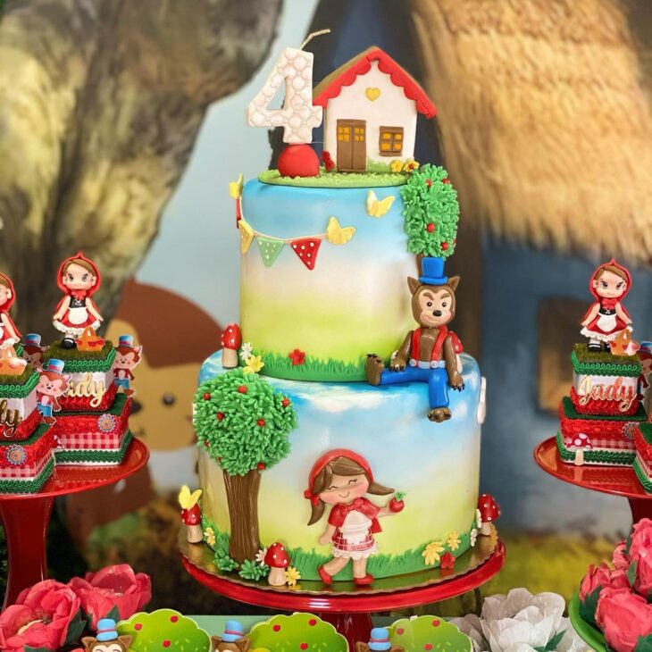 Joana 2 aninhos  Bolo da chapeuzinho vermelho, Decoraçao chapeuzinho  vermelho, Bolo festa infantil