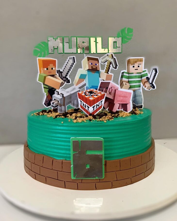 bolo minecraft chantilly #bolodecorado #bolominecraft #festaminecraft