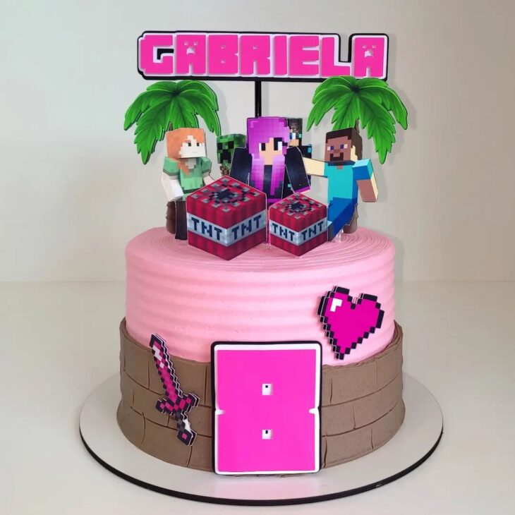 Tema Minecraft Bolo quadrado, By Girassol Cakes DyMayanna