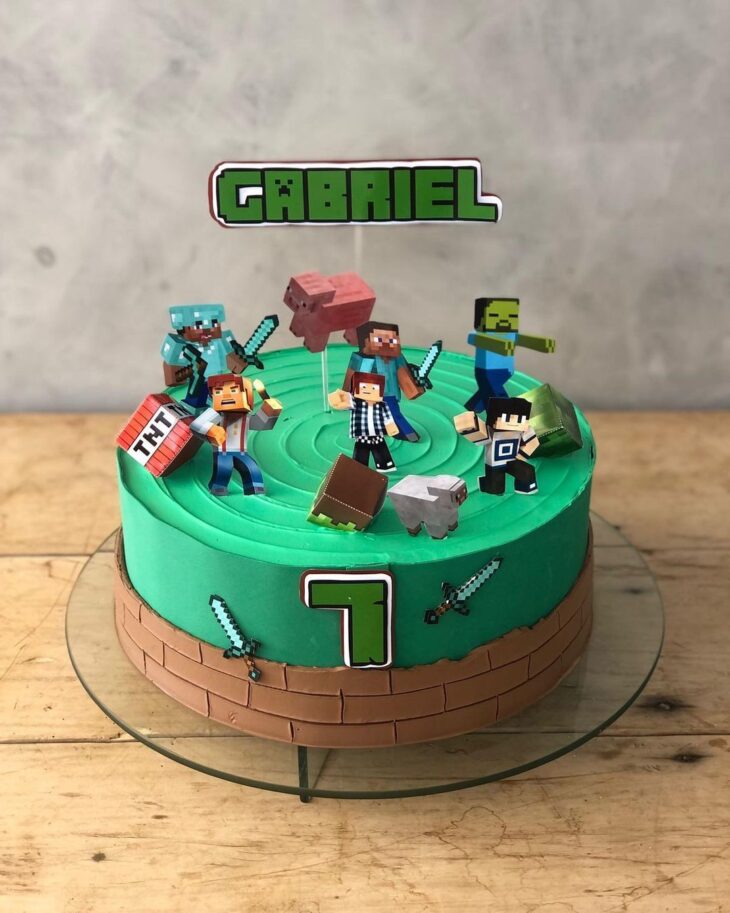 Tema Minecraft Bolo quadrado, By Girassol Cakes DyMayanna