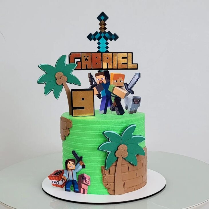 Bolo tema Minecraft para - Dona Carmô - Confeitaria