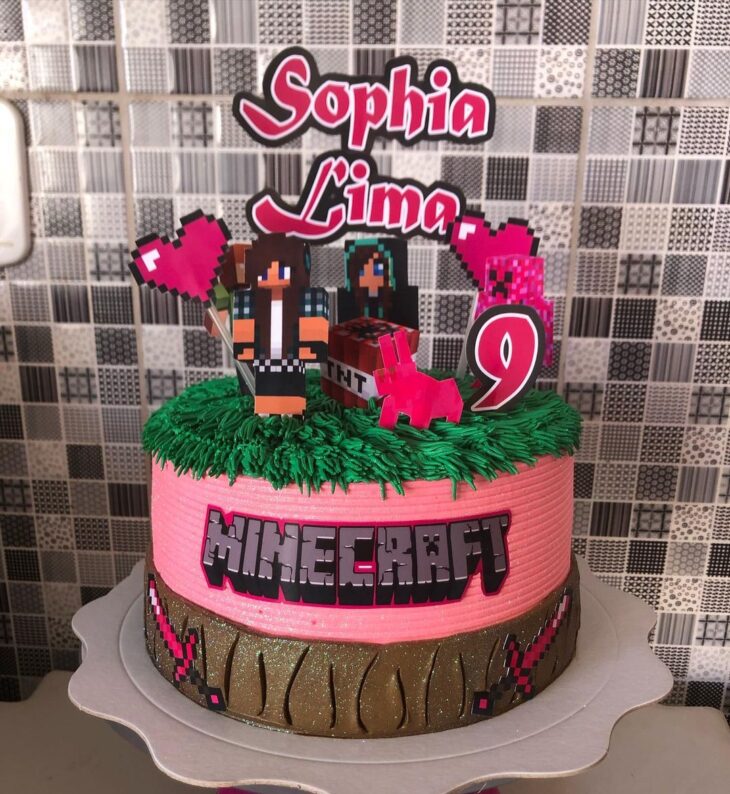 bolo do minecraft feminino