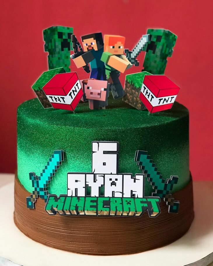 bolo de minecraft quadrado