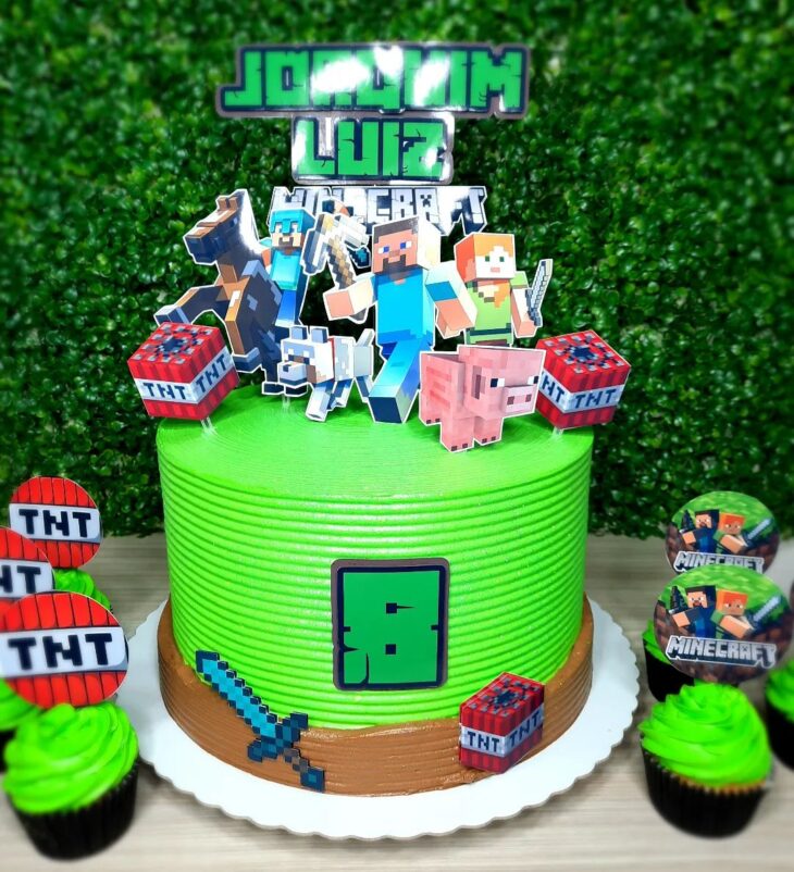 Tema Minecraft Bolo quadrado, By Girassol Cakes DyMayanna