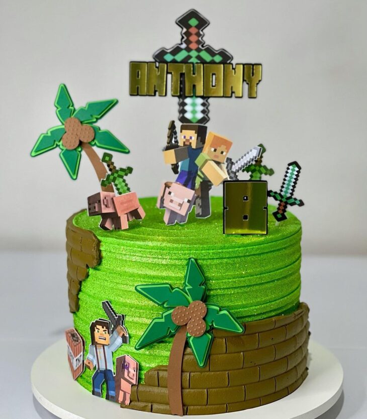 BOLO MINECRAFT COM CHANTILLY! MINECRAFT CAKE Passo a Passo. 