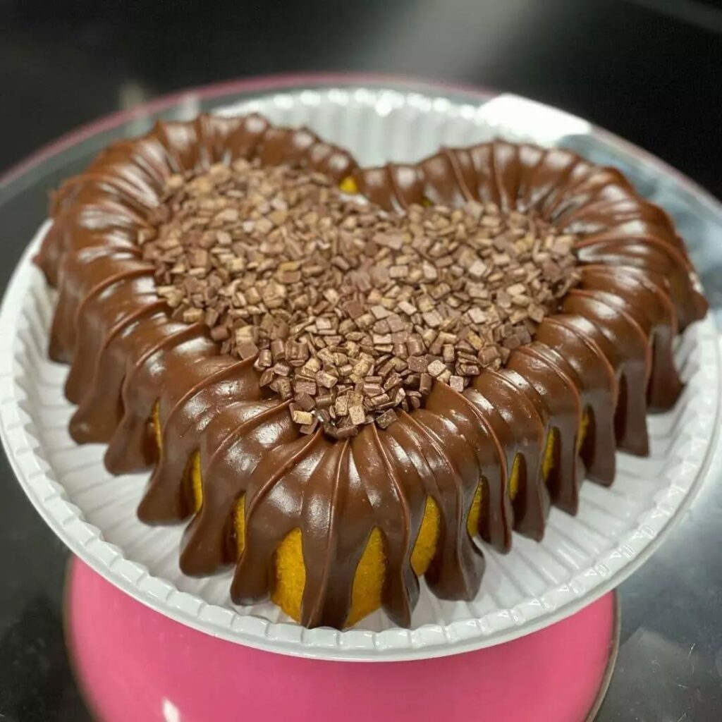 Bolo de coração de chocolate