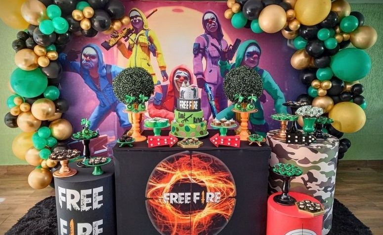 50 ideias de festa Free Fire que formam um incrível campo de batalha