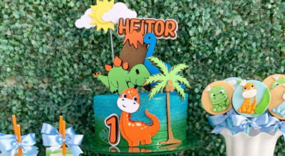 100 fotos de bolo de dinossauro que vão deixar sua festa mais feroz